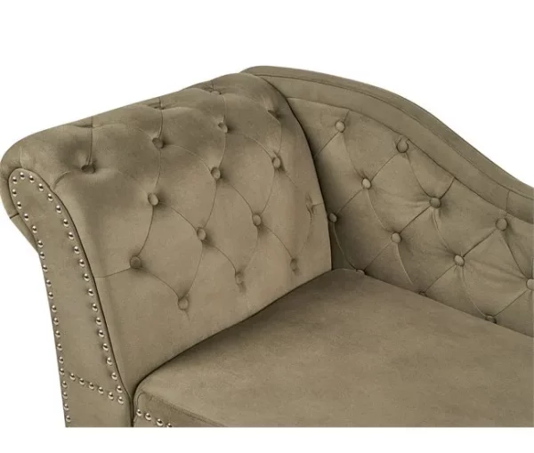 Chaise-longue à esquerda em veludo verde-oliva NIMES