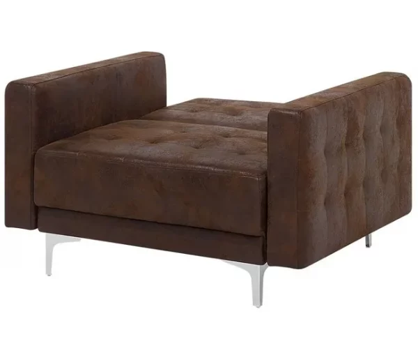 Conjunto de sofás reclináveis com 5 lugares em pele sintética castanha ABERDEEN
