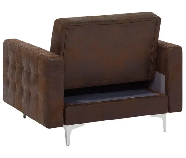 Conjunto de sofás reclináveis com 5 lugares em pele sintética castanha ABERDEEN