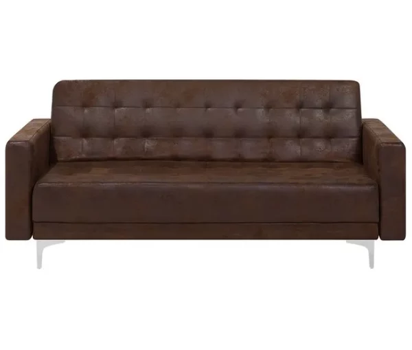 Conjunto de sofás reclináveis com 5 lugares em pele sintética castanha ABERDEEN