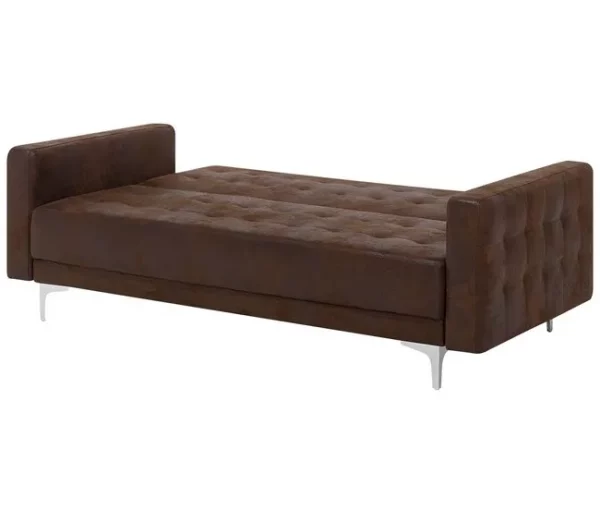 Conjunto de sofás reclináveis com 5 lugares em pele sintética castanha ABERDEEN