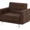 Conjunto de sofás reclináveis com 5 lugares em pele sintética castanha ABERDEEN