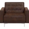 Conjunto de sofás reclináveis com 5 lugares em pele sintética castanha ABERDEEN