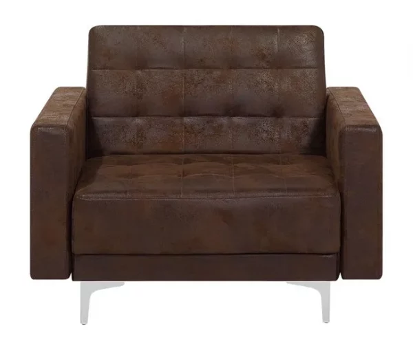 Conjunto de sofás reclináveis com 5 lugares em pele sintética castanha ABERDEEN