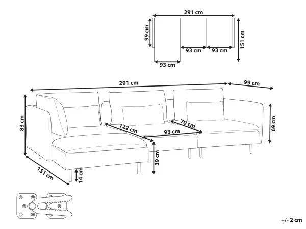 Right Corner Modular Sofa, EGERIS, green