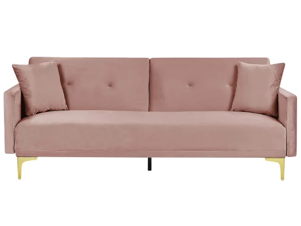 Velvet Sofa Bed Pink LUCAN DEF