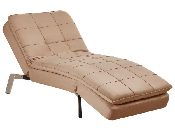 Velvet Chaise Lounge LOIRET Light Brown DEF