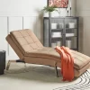 Velvet Chaise Lounge LOIRET Light Brown DEF