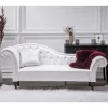 Chaise-longue em pele sintética branca com apoio à esquerda LATTES