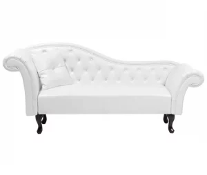 Chaise-longue em pele sintética branca com apoio à esquerda LATTES