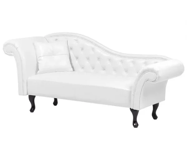 Chaise-longue em pele sintética branca com apoio à esquerda LATTES