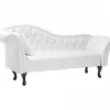 Chaise-longue em pele sintética branca com apoio à esquerda LATTES