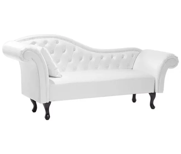 Chaise-longue em pele sintética branca com apoio à esquerda LATTES