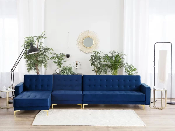 Schlafsofa ABERDEEN Samt Marineblau Mittelst. L/R CH