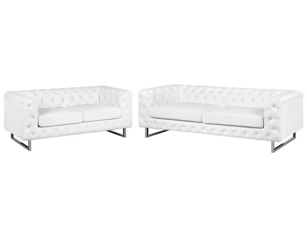 Sofa Set VISSLAND, Kunstleder, Weiss, CH
