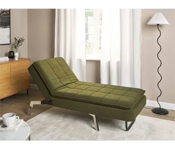 Chaise-longue ajustável em tecido verde LOIRET