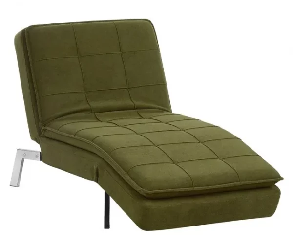Chaise-longue ajustável em tecido verde LOIRET
