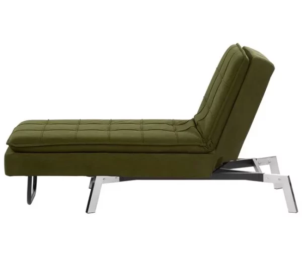 Chaise-longue ajustável em tecido verde LOIRET