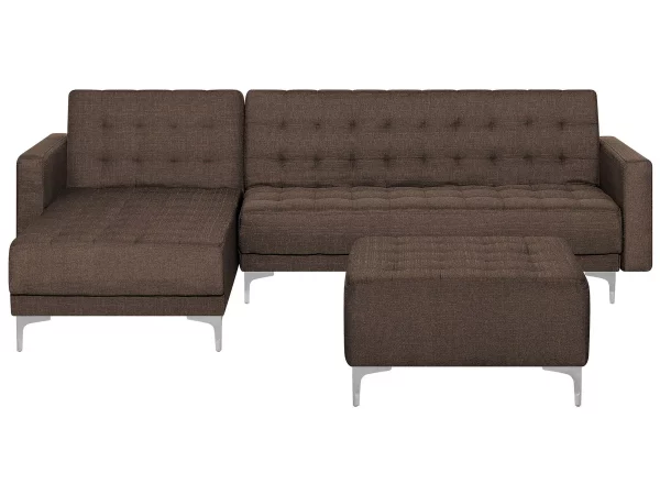 Schlafsofa ABERDEEN Stoff Dunkelbraun Ottomane L/R CH