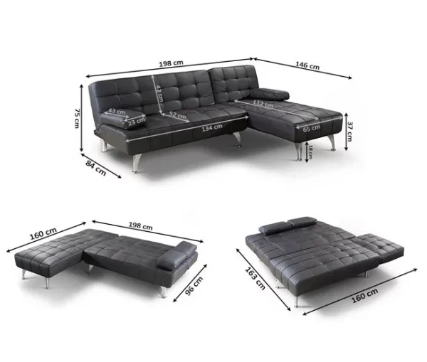 Chaise Longue Sofá Cama + Mesa de Centro Elevable