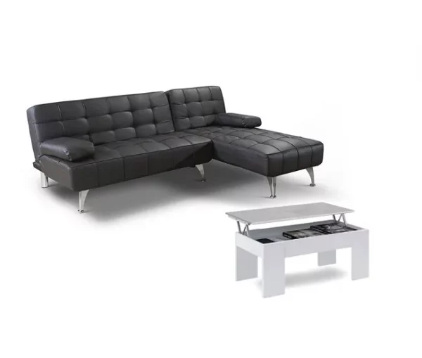 Chaise Longue Sofá Cama + Mesa de Centro Elevable