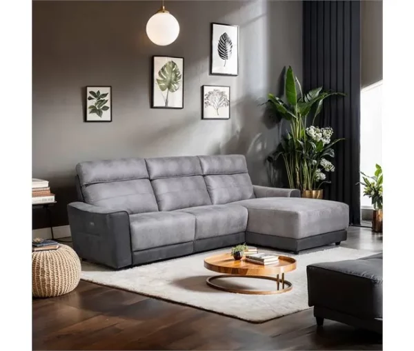 Chaise longue relax elétrico 2 lugares MOON lado dereito cinza