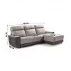 Chaise longue relax elétrico 2 lugares MOON lado dereito cinza