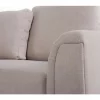 Sofá de canto à direita e repousa-pés em tecido creme OSLO