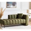 Chaise-longue à direita em veludo verde LANNILS