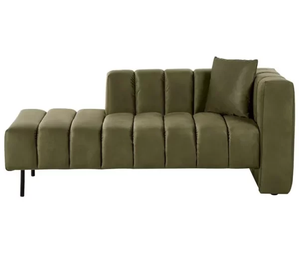 Chaise-longue à direita em veludo verde LANNILS