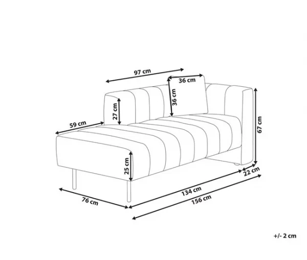 Chaise-longue à direita em veludo verde LANNILS