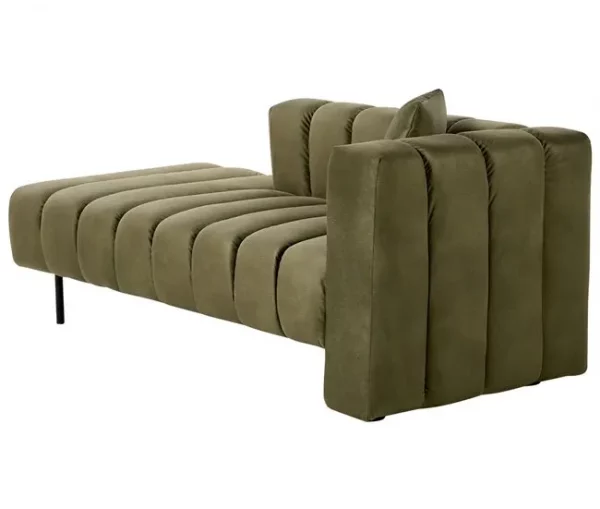 Chaise-longue à direita em veludo verde LANNILS