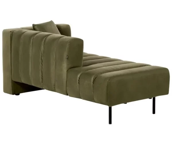 Chaise-longue à direita em veludo verde LANNILS