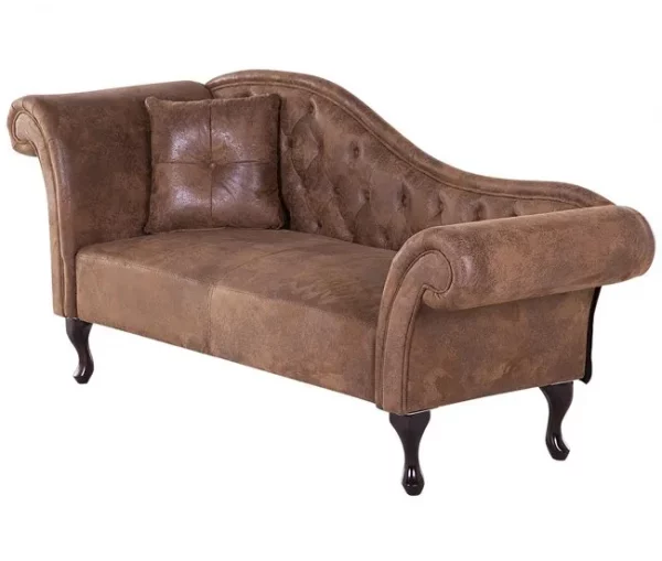 Chaise-longue em camurça castanha clara com apoio à esquerda LATTES