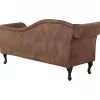 Chaise-longue em camurça castanha clara com apoio à esquerda LATTES