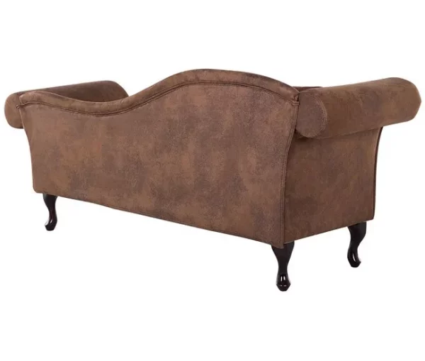 Chaise-longue em camurça castanha clara com apoio à esquerda LATTES