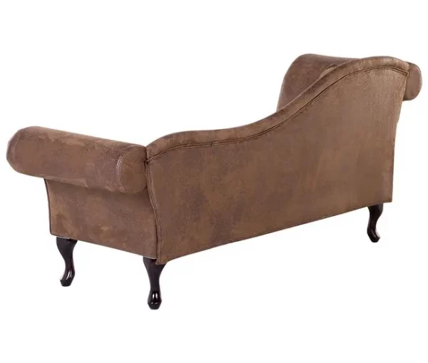 Chaise-longue em camurça castanha clara com apoio à esquerda LATTES