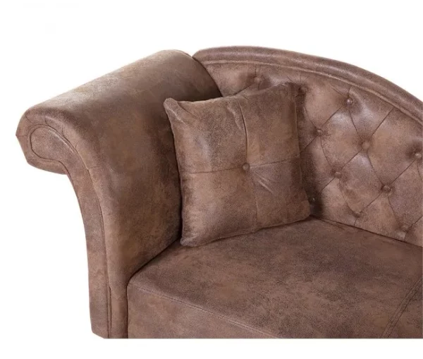 Chaise-longue em camurça castanha clara com apoio à esquerda LATTES