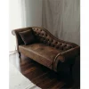 Chaise-longue em camurça castanha clara com apoio à esquerda LATTES