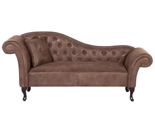 Chaise-longue em camurça castanha clara com apoio à esquerda LATTES