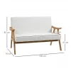 HOMCOM Sofá de 2 Lugares Moderno Sofá Sala de Estar Estofado em Poliéster com Assento Acolchoado e Pés de Madeira para Escritório Carga Máxima 200 kg 126x74x82 cm Creme