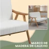 HOMCOM Sofá de 2 Lugares Moderno Sofá Sala de Estar Estofado em Poliéster com Assento Acolchoado e Pés de Madeira para Escritório Carga Máxima 200 kg 126x74x82 cm Creme