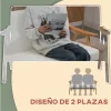 HOMCOM Sofá de 2 Lugares Moderno Sofá Sala de Estar Estofado em Poliéster com Assento Acolchoado e Pés de Madeira para Escritório Carga Máxima 200 kg 126x74x82 cm Creme