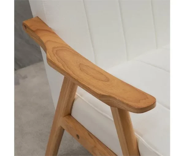 HOMCOM Sofá de 2 Lugares Moderno Sofá Sala de Estar Estofado em Poliéster com Assento Acolchoado e Pés de Madeira para Escritório Carga Máxima 200 kg 126x74x82 cm Creme
