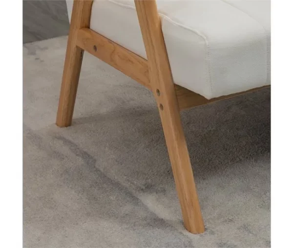 HOMCOM Sofá de 2 Lugares Moderno Sofá Sala de Estar Estofado em Poliéster com Assento Acolchoado e Pés de Madeira para Escritório Carga Máxima 200 kg 126x74x82 cm Creme