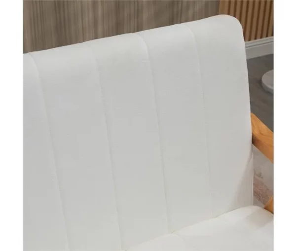 HOMCOM Sofá de 2 Lugares Moderno Sofá Sala de Estar Estofado em Poliéster com Assento Acolchoado e Pés de Madeira para Escritório Carga Máxima 200 kg 126x74x82 cm Creme