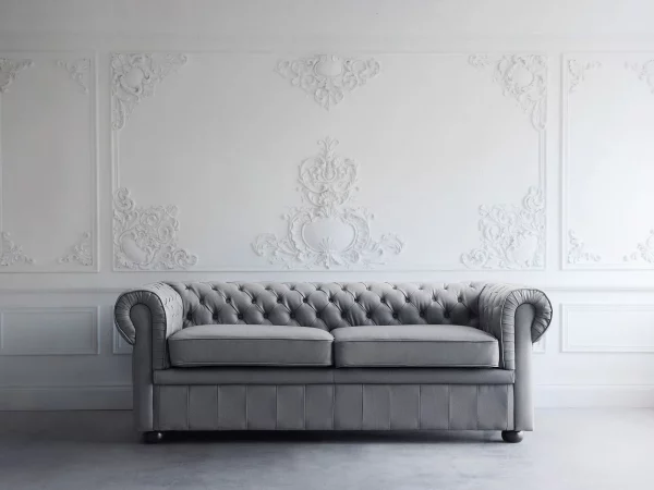Sofa CHESTERFIELD Grau (Leder) CH