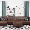 Schlafsofa ABERDEEN Lederopt OldStyle Braun Mittelst CH