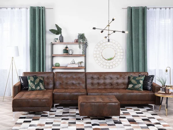 Schlafsofa ABERDEEN Lederopt OldStyle Braun Mittelst CH