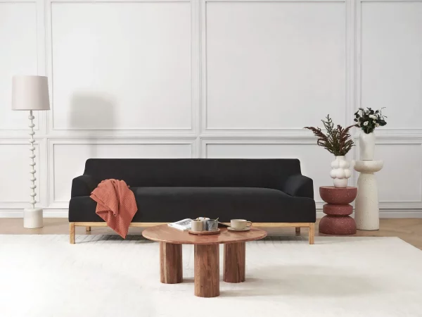3 Seater Sofa fabric, black SOSJO